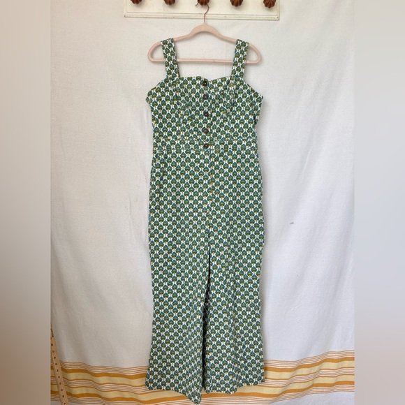 Anthropologie Maeve Patterned Green and Blue Jumpsuit - Picture 2 of 12